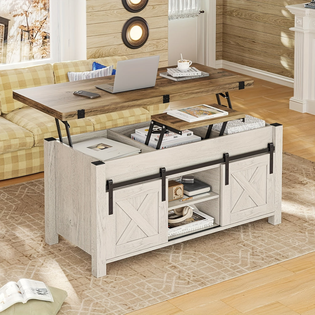 farmhouse lift top coffee table hidden compartments open - Temu