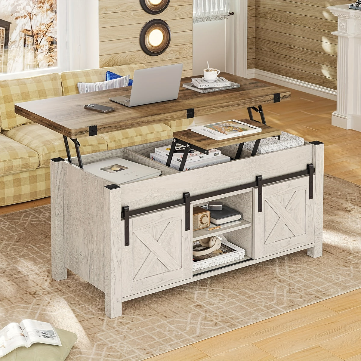 farmhouse lift top coffee table hidden compartments open - Temu