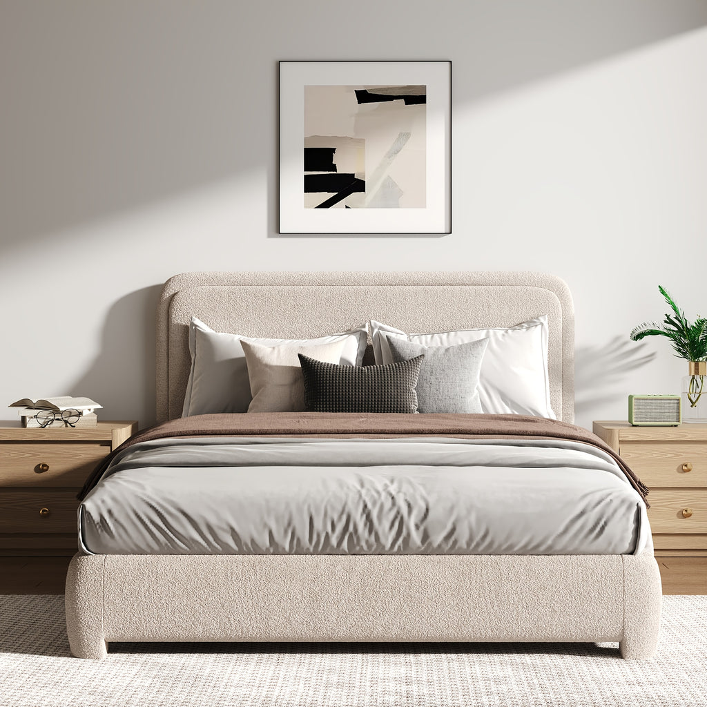 twin full   bed frame cloud boucle upholstered - Temu