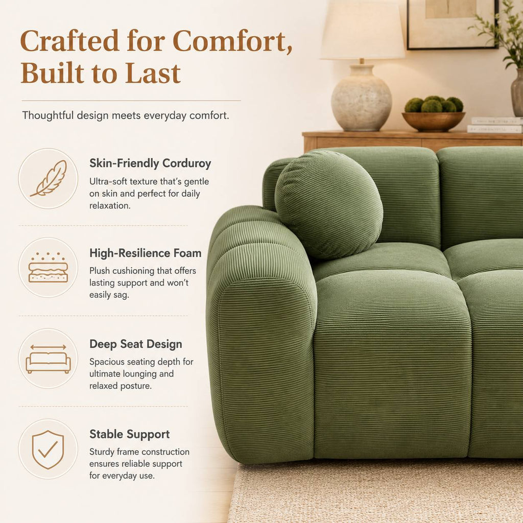 98 4 modern corduroy sofa suitable studio apartment extra - Temu