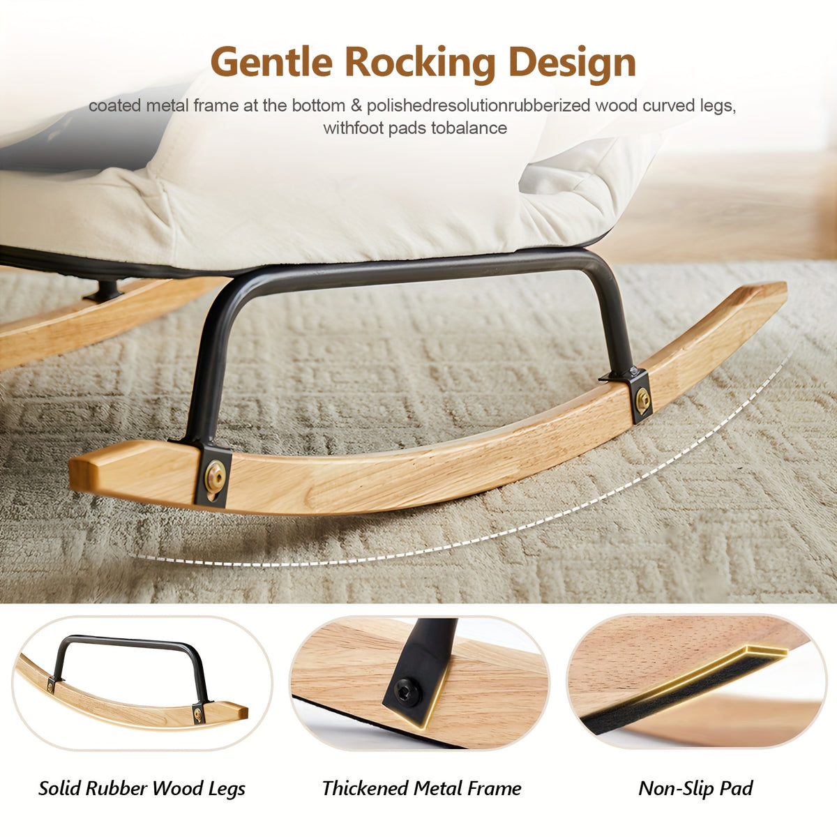 foam padded curved rocker lounge chair manual recline handle - Temu