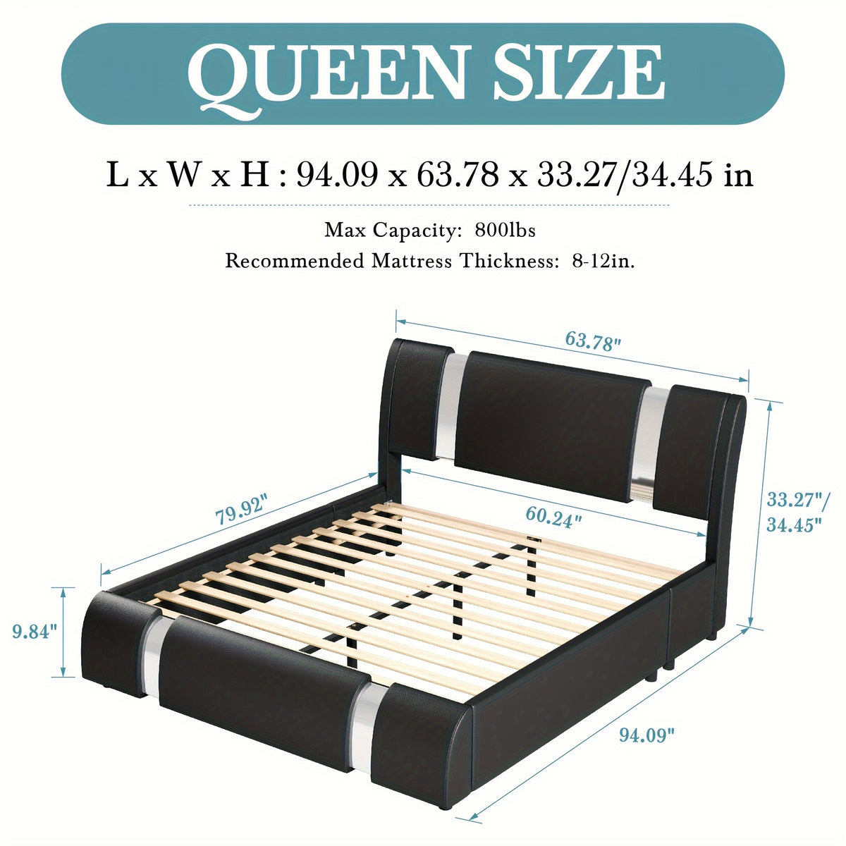 modern faux leather bed frame iron pieces decor low - Temu