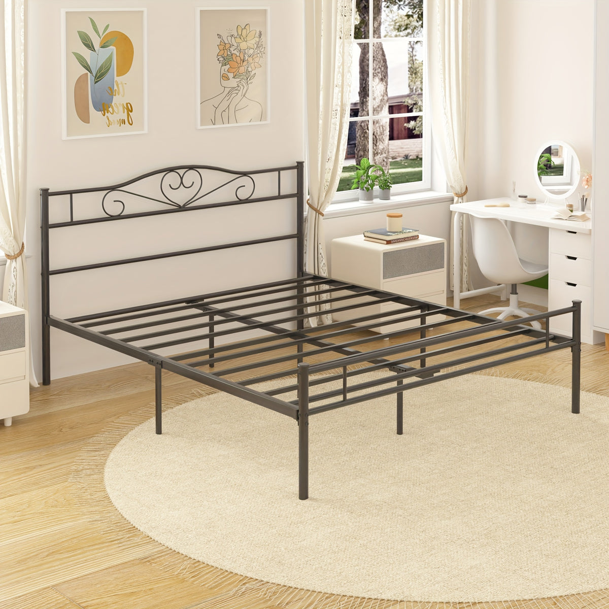 metal bed frame head   boards steel slats mattress - Temu