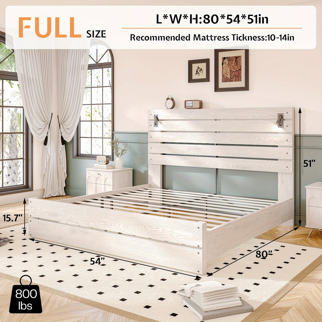 farmhouse platform bed frame 51 high headboard built - Temu