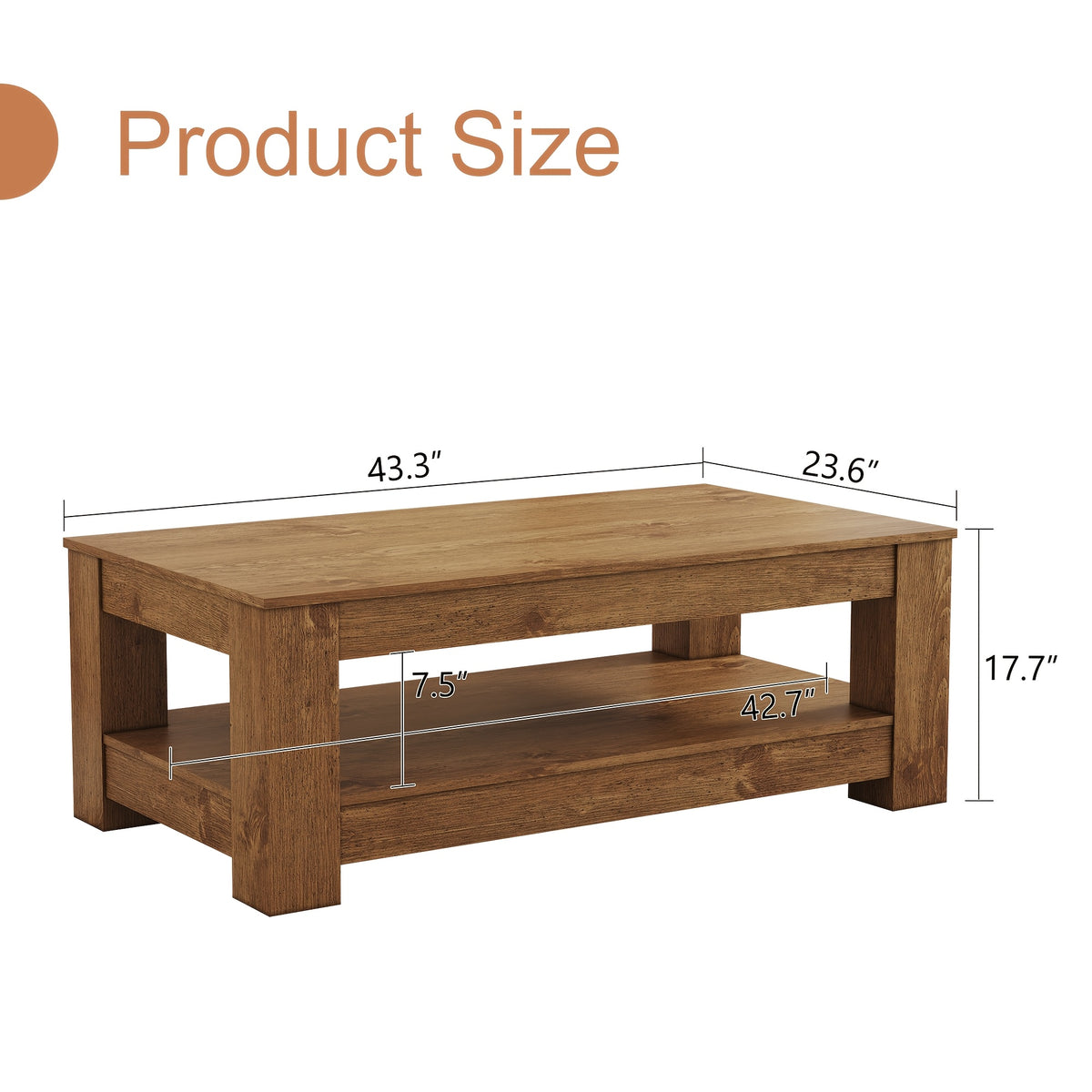 coffee table double layer design sturdy mdf construction - Temu