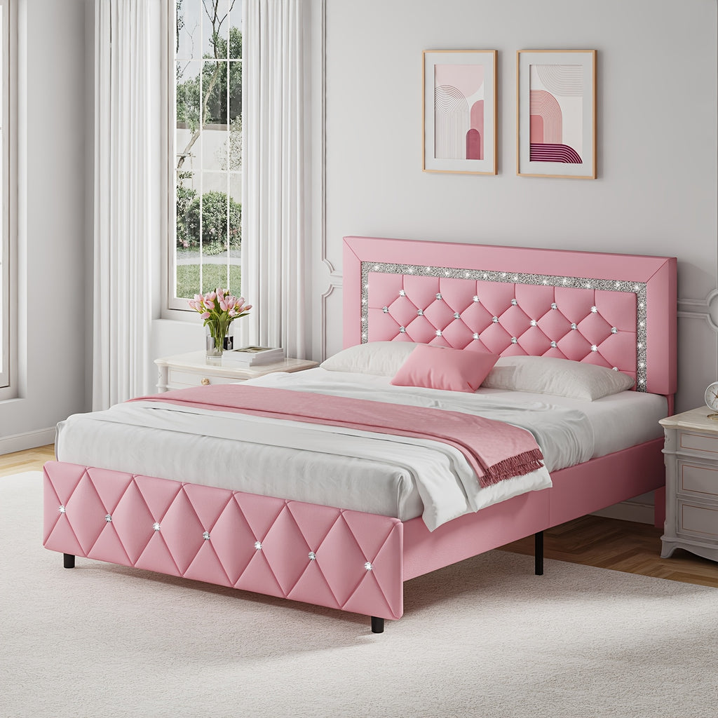 twin full queen king bed frame padded platform bed - Temu