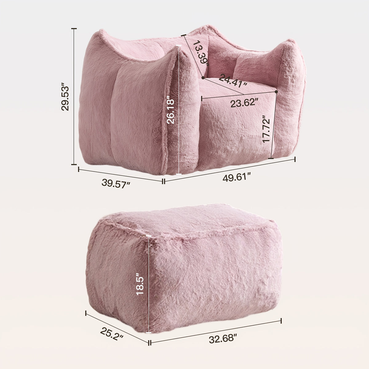 fluffy faux rabbit fur oversized bean bag chair   - Temu