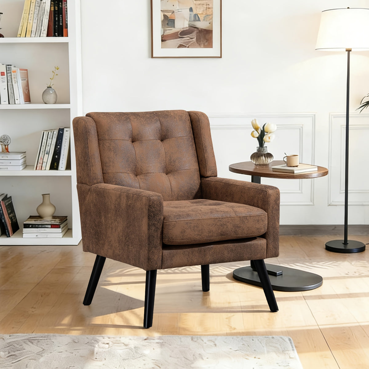 century modern tufted accent chair ergonomic back chair - Temu