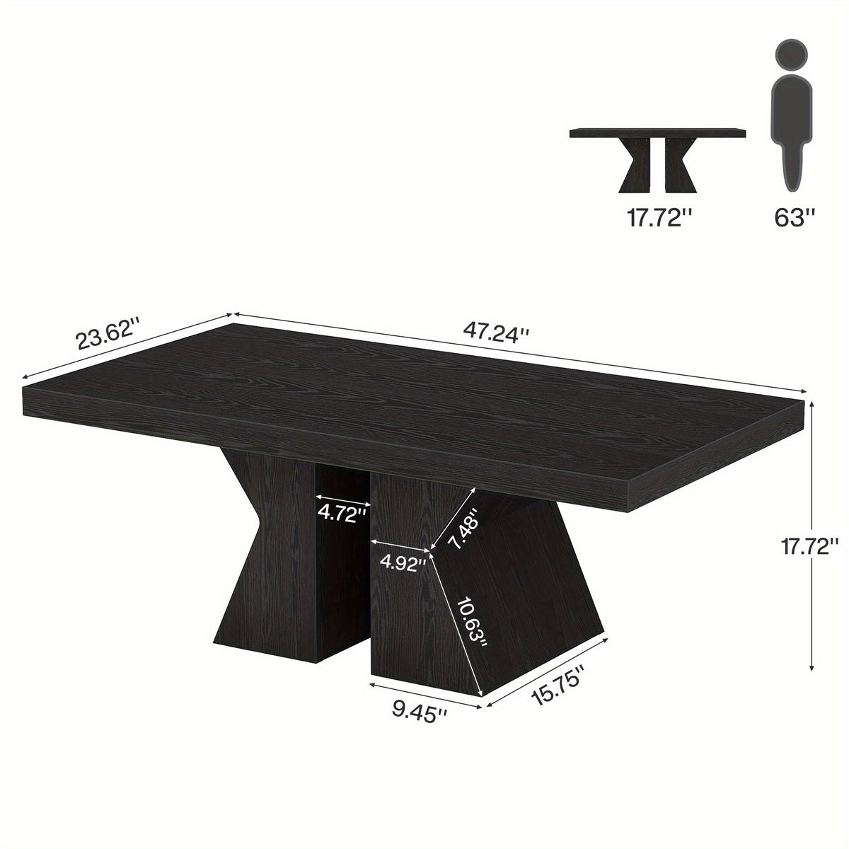 47 24 inch wooden coffee table rectangular   - Temu