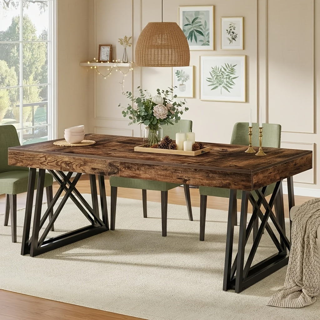 63 inch dining table farmhouse kitchen dining table sturdy x - Temu