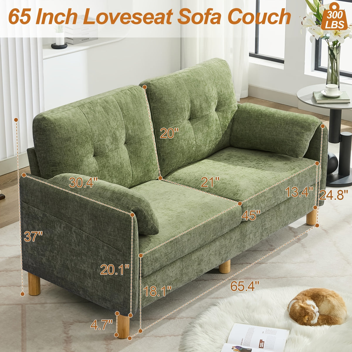 chenille loveseat sofa 65 2 seater upholstered couch padded - Temu