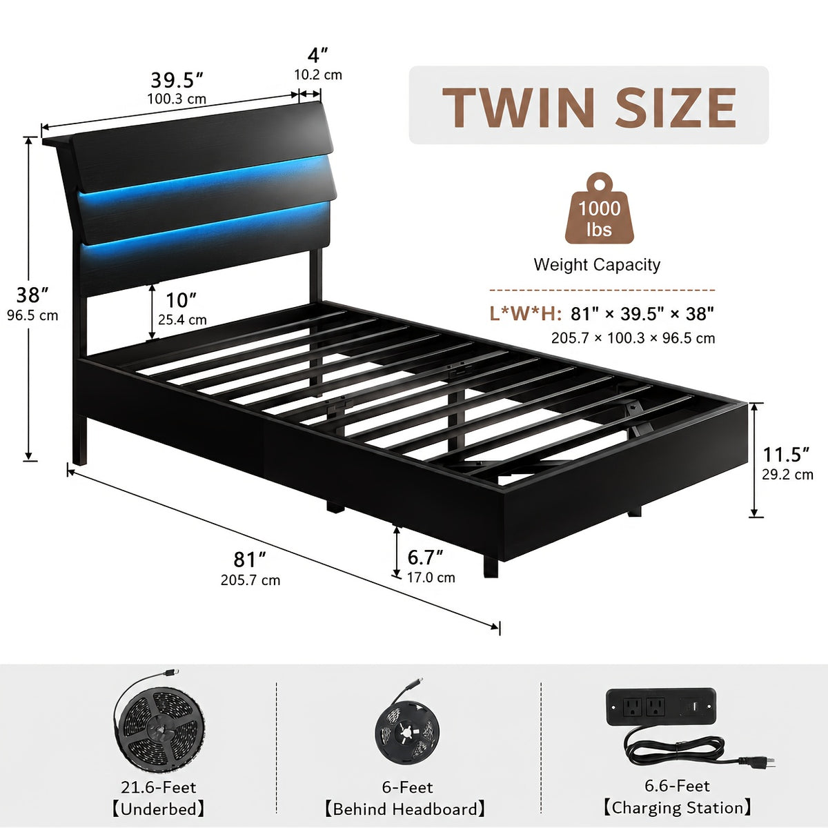 random floating bed frame led lights built in charging - Temu