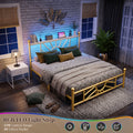twin full queen king retro metal bed frame led lights - Temu
