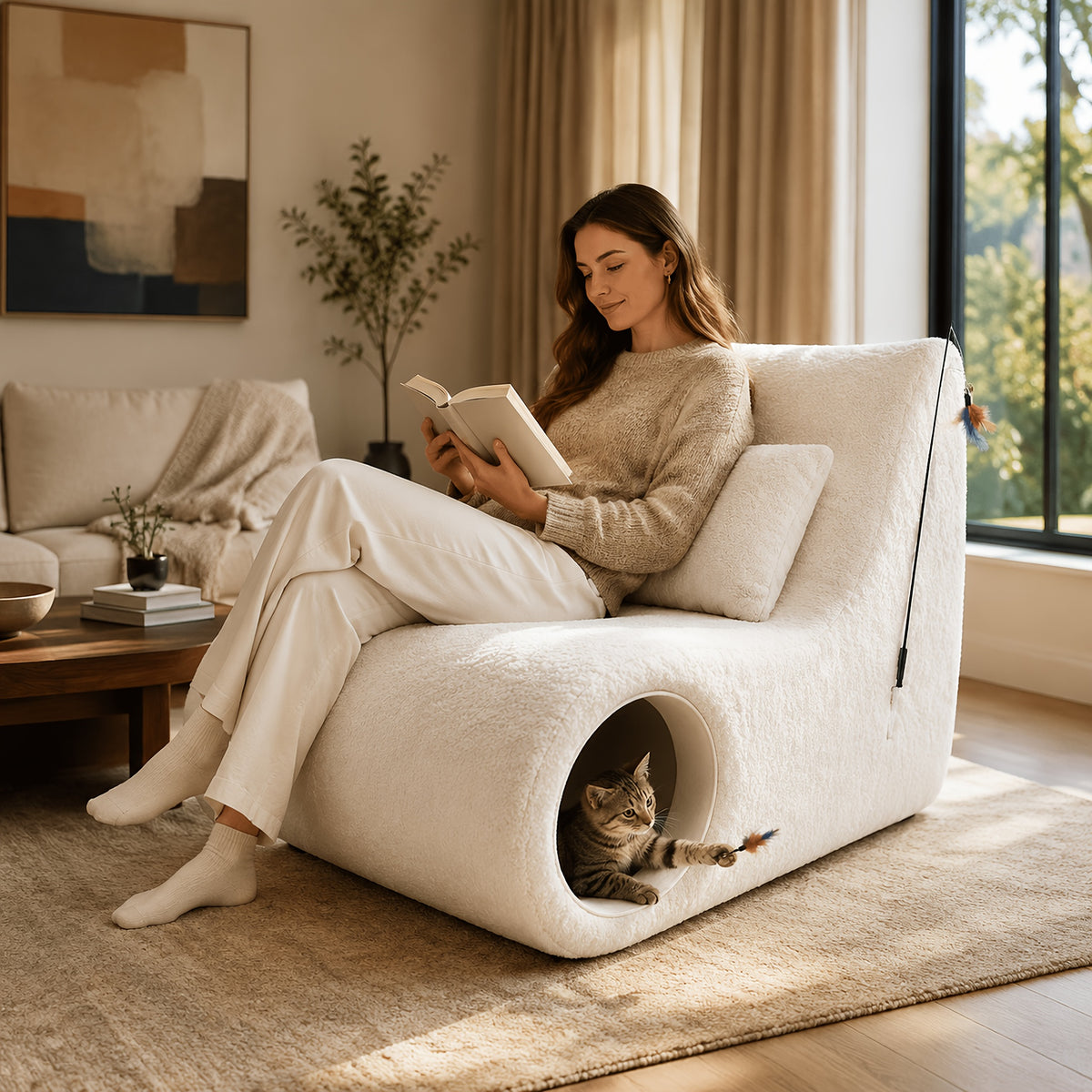 pet friendly teddy lounge chair human pet shared single sofa - Temu