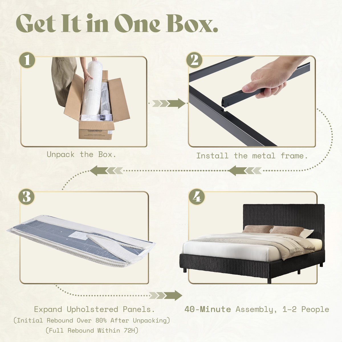platform bed frame upholstered corduroy headboard fully - Temu