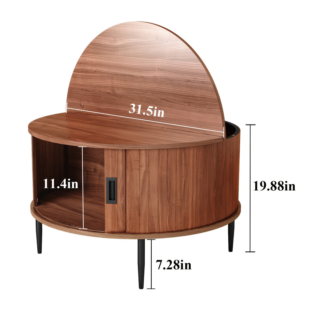 31 7 coffee table curved sliding door round coffee table - Temu