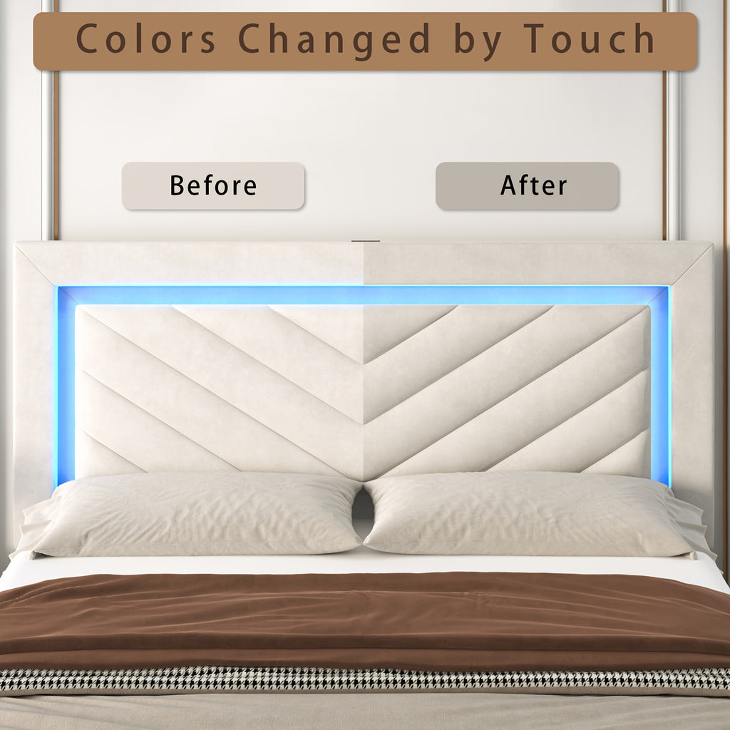 platform bed frame led adjustable headboard upholstered bed - Temu
