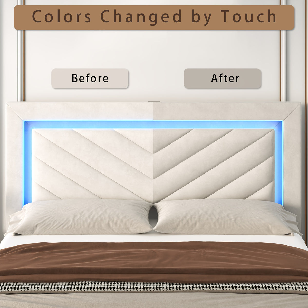 platform bed frame led adjustable headboard upholstered bed - Temu
