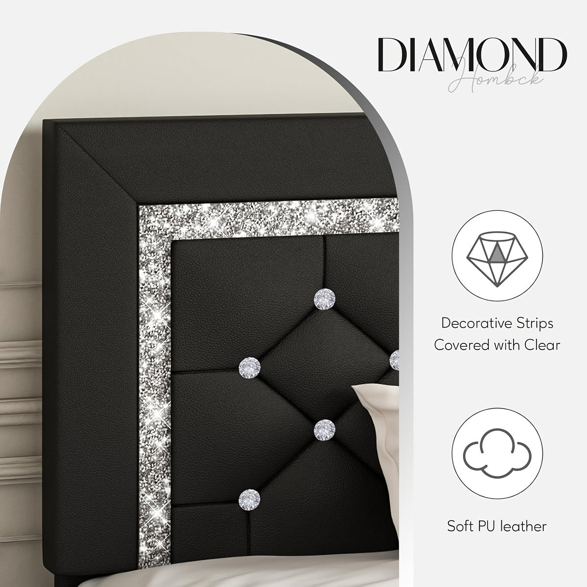 upholstered bed frame diamond tufted headboard faux leather - Temu