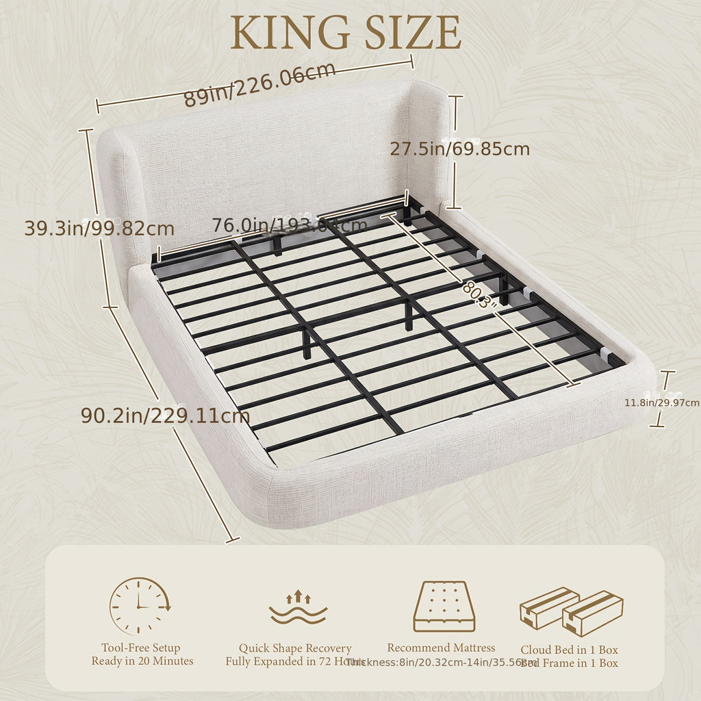 upholstered platform bed frame a headboard backrest - Temu