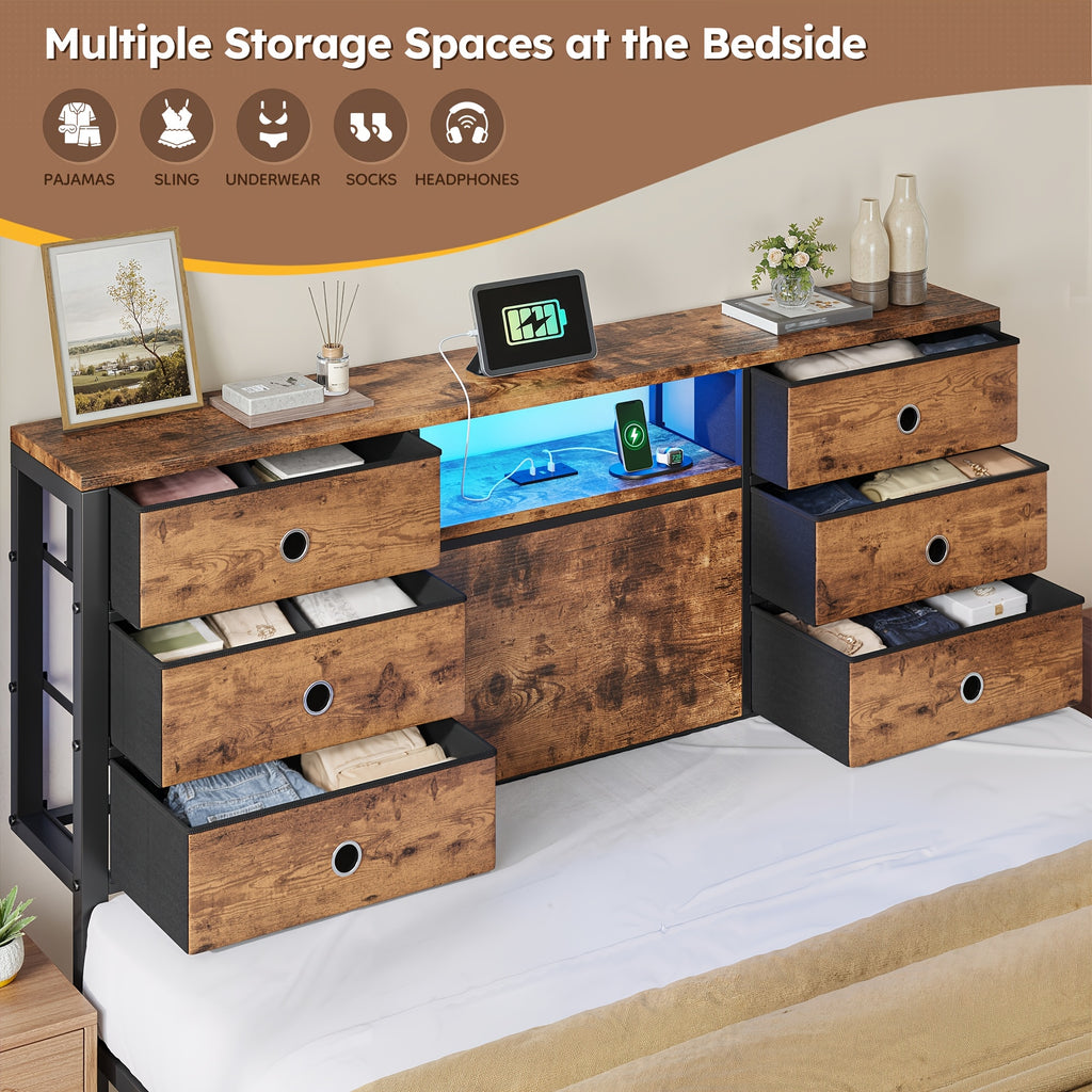 reinforced metal storage bed frame king queen full 8 9 - Temu