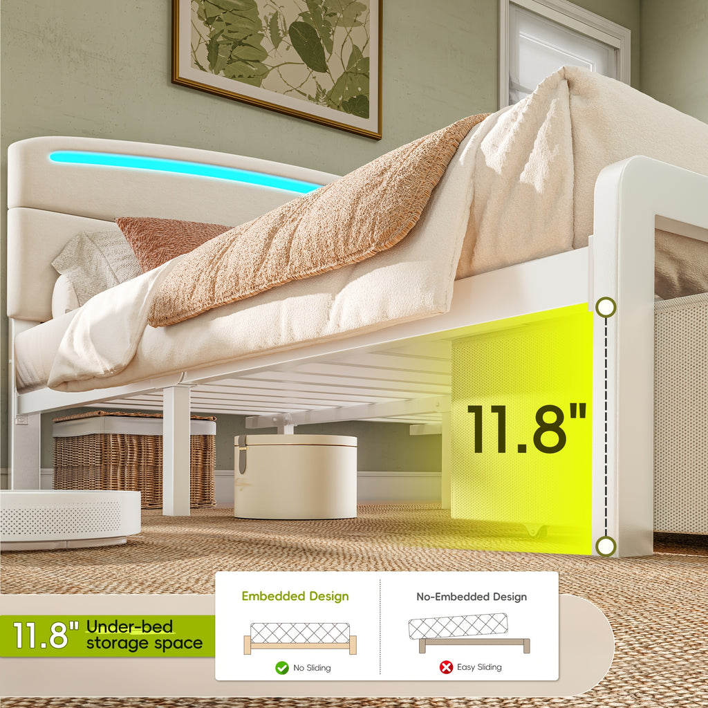 full queen king size bed frame curved headboard 2 3   - Temu