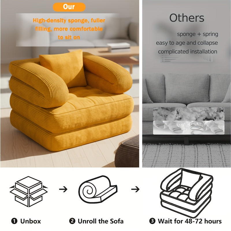 3 in 1 foldable lounge sofa a single chair bed backrest - Temu