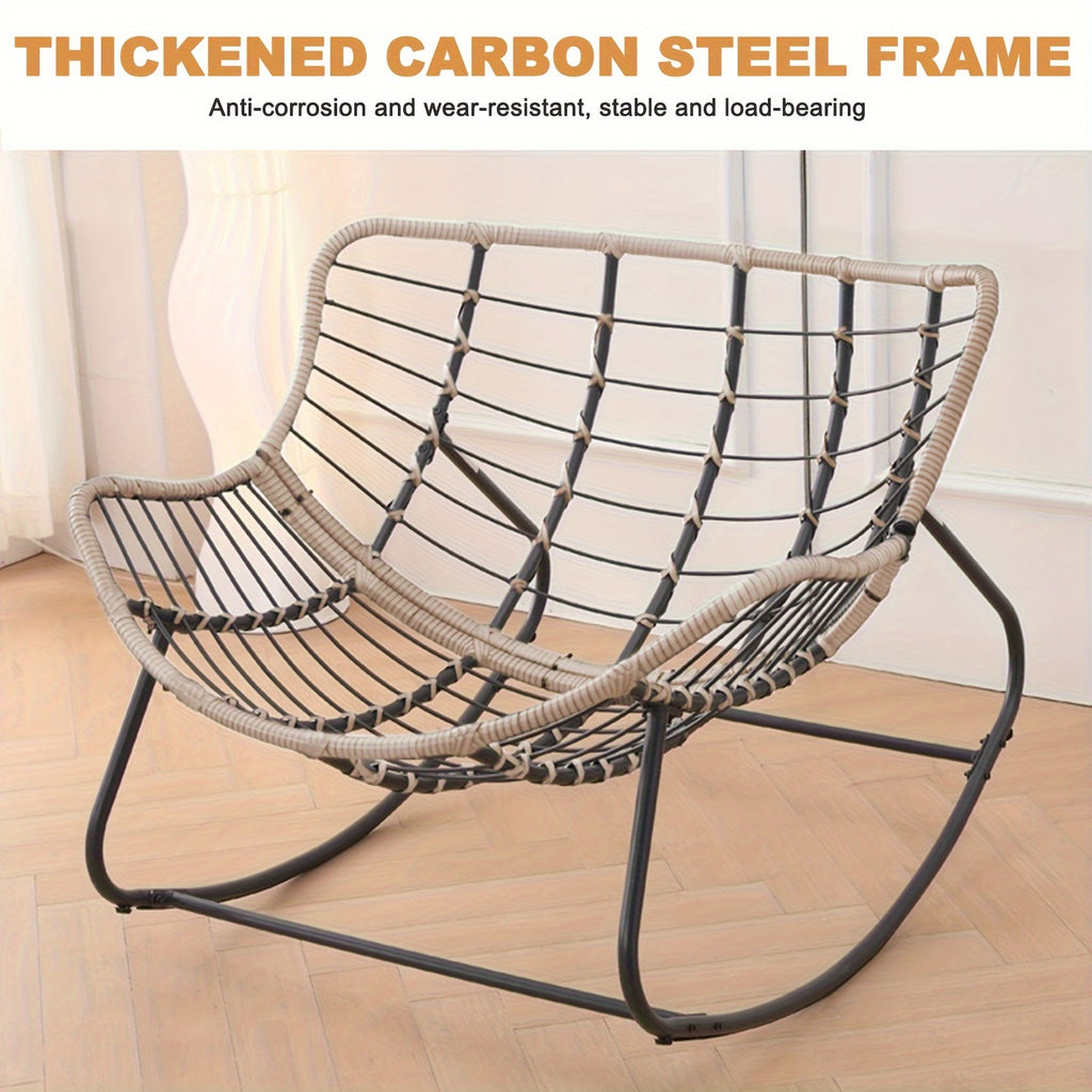 patio rocking chair, a papasson recliner, lounge/egg chair outdoor/indoor, comfy reading chair for porch/garden/patio/camping, spring/summer outdoor furniture, easter gift, with cushion - furniture - Temu