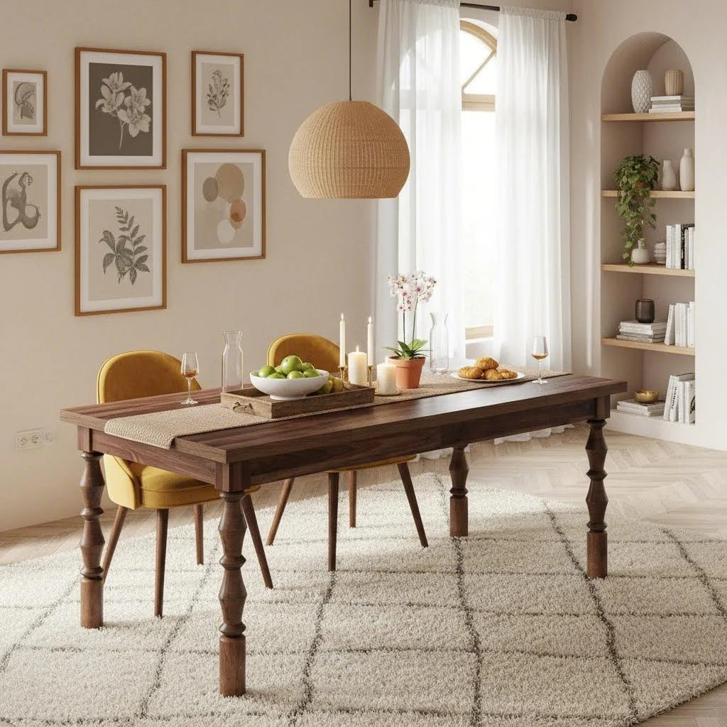 62 inch farmhouse dining table 4 6 rustic wood rectangle - Temu