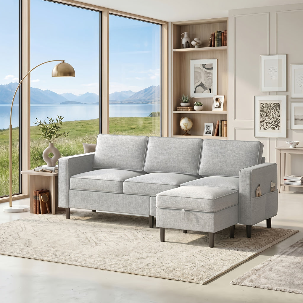 78 inch 198 1cm convertible sectional sofa linen l shaped - Temu
