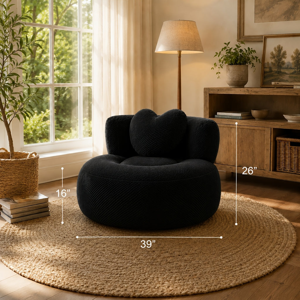 chaise lounge chair round heart shaped corduroy couch high - Temu