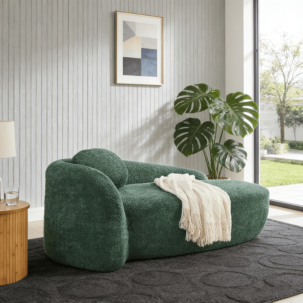 modern boucle oval floor sofa chair low profile   - Temu