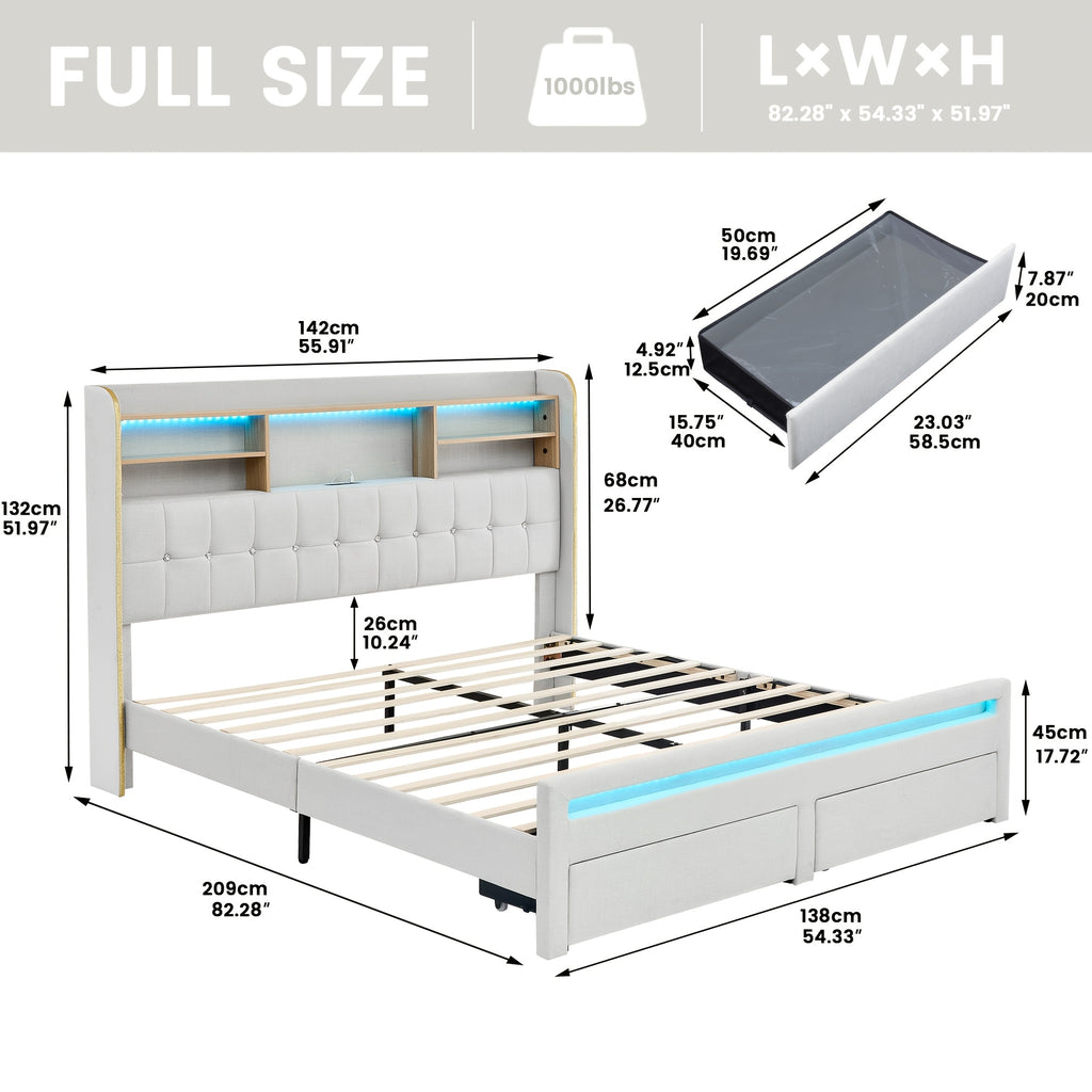 a queen sized bed frame featuring a headboard bookcase - Temu