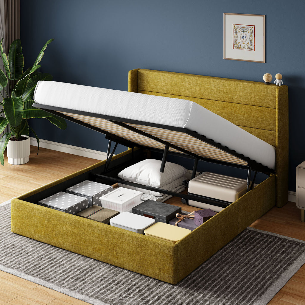 full queen king size lift storage upholstered - Temu