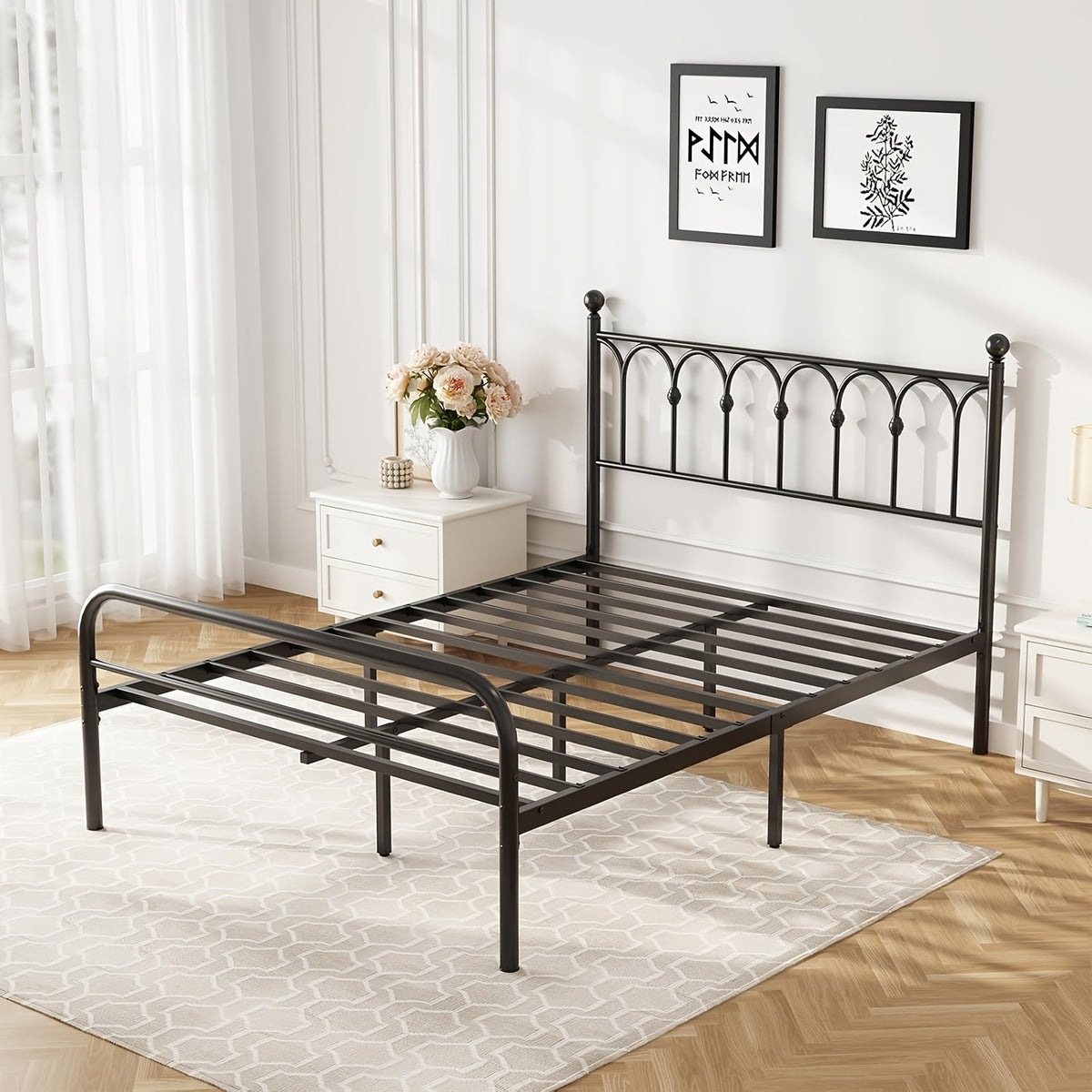 a metal bed frame featuring bed storage a rounded base - Temu