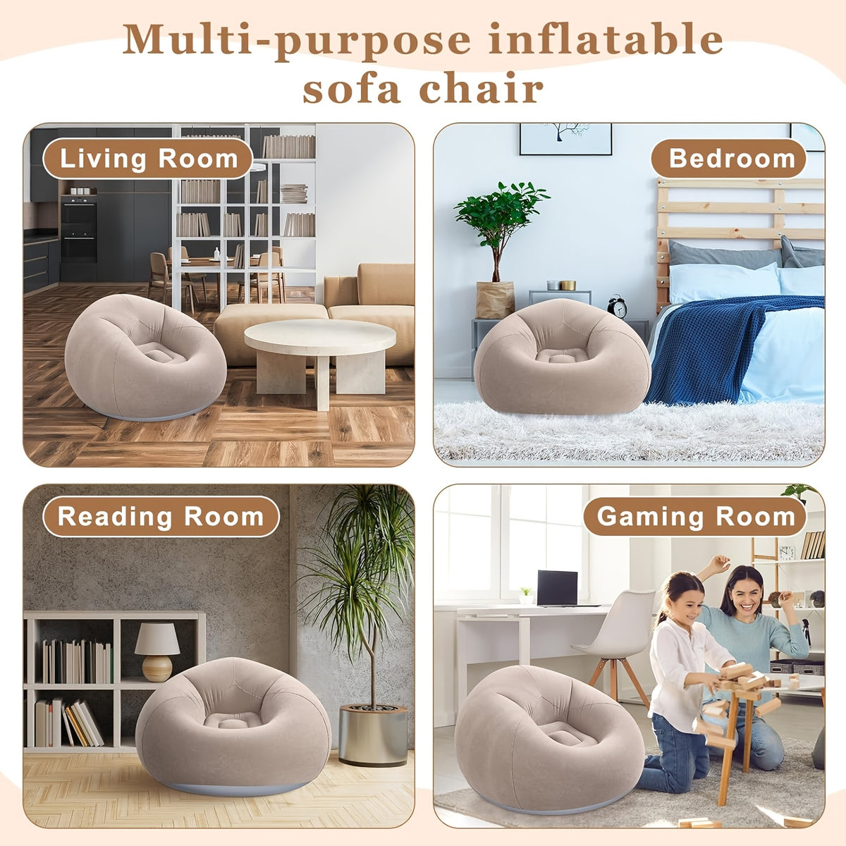 1pc soybean bag chair inflatable sofa chair soft comfortable - Temu