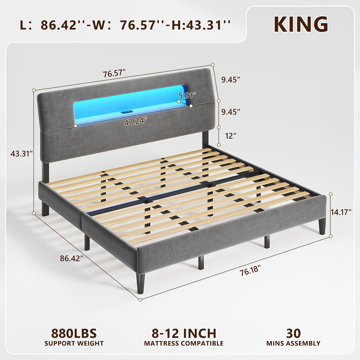 twin full queen king bed frame ergonomic storage headboard - Temu