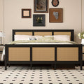 full queen king boho king bed frame headboard metal platform - Temu