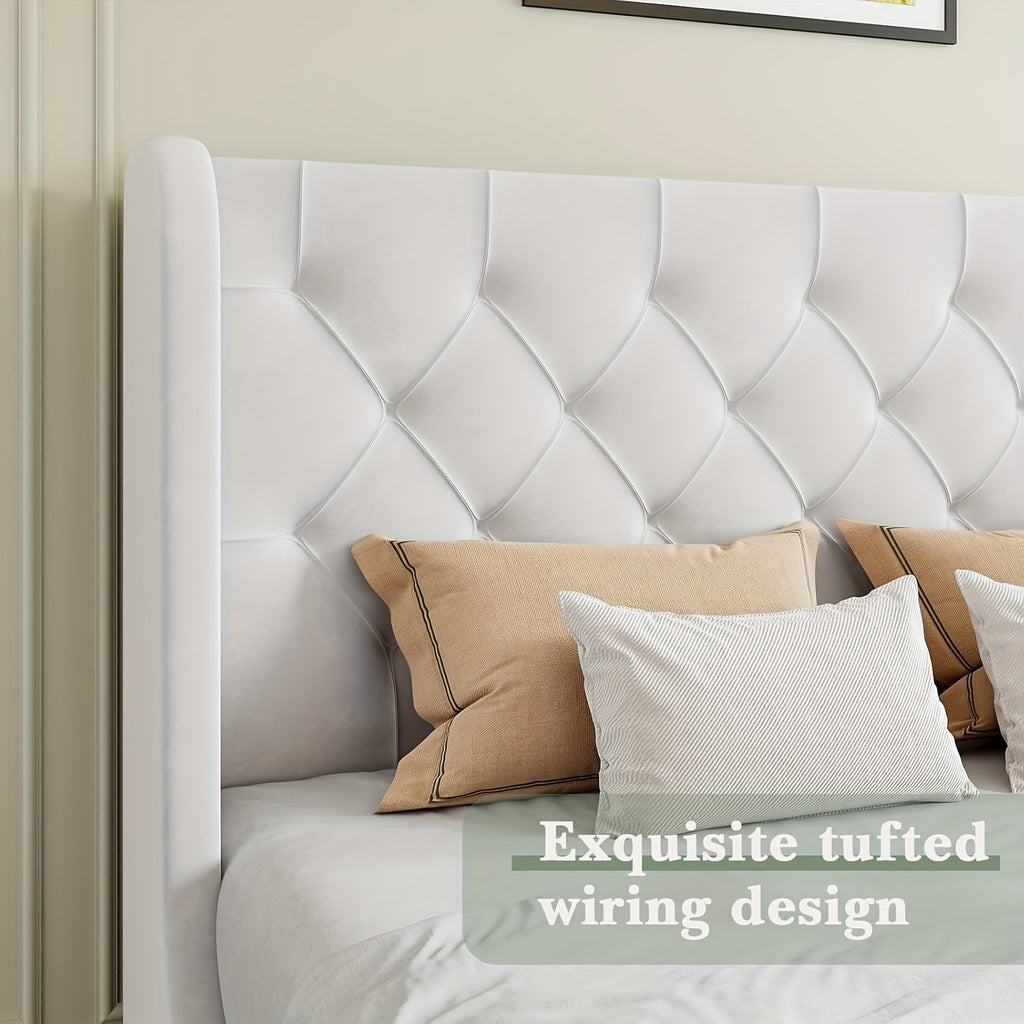 upholstered bed frame a full queen king size featuring a - Temu