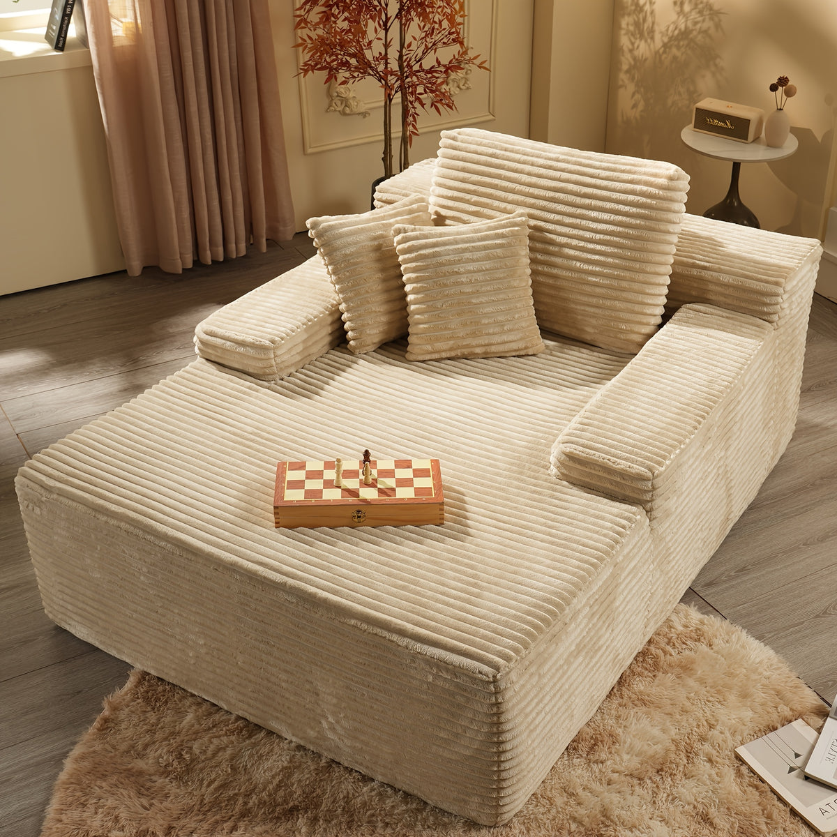 67 oversized boneless lounge chaise corduroy plush fabric - Temu