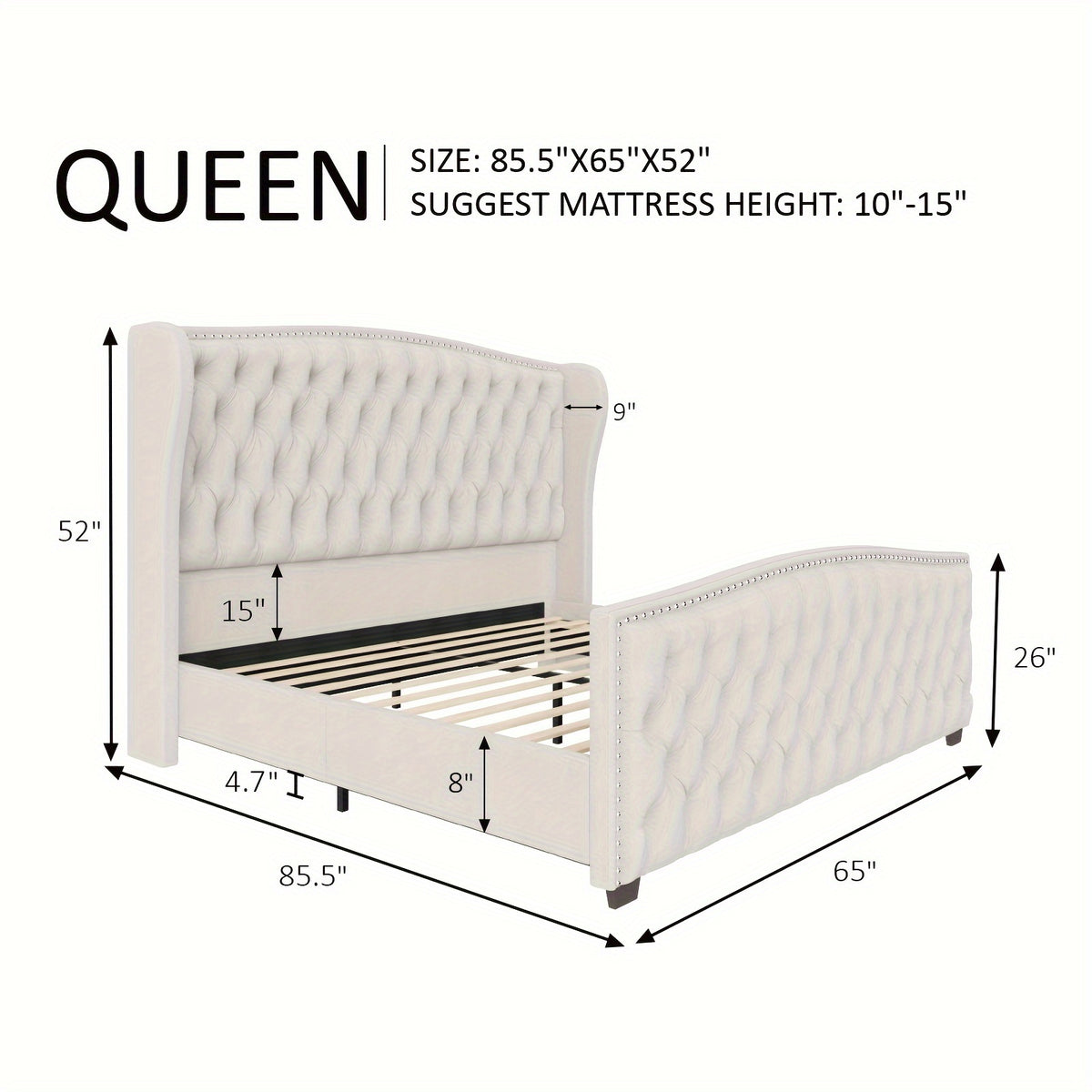 platform bed frame velvet upholstered bed deep button tufted - Temu