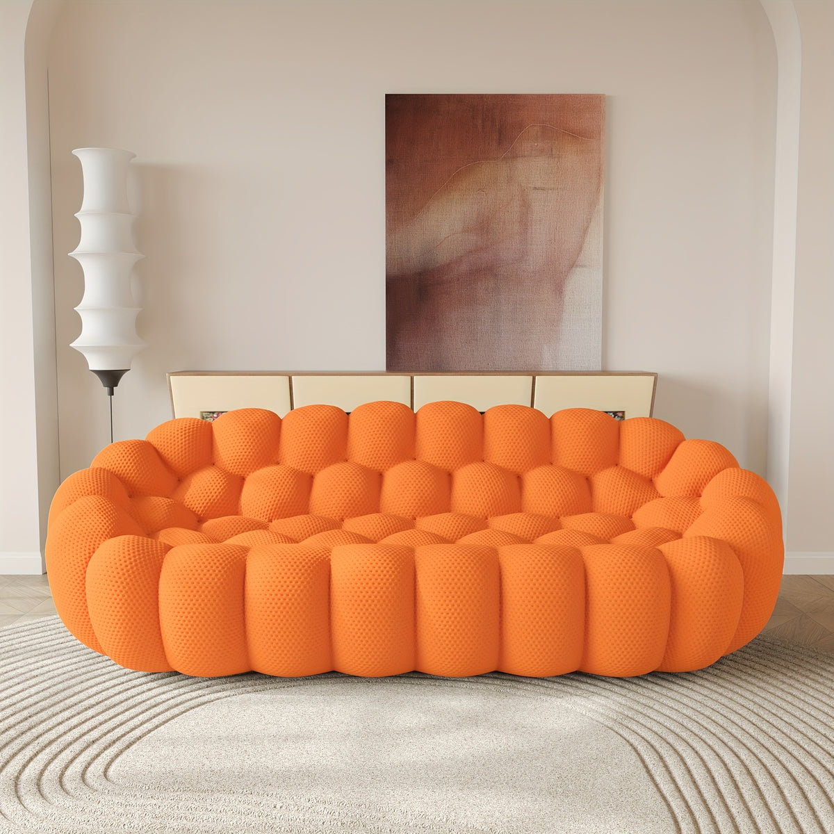 100 03 modern upholstered curved sofa 3 seater mesh fabric - Temu