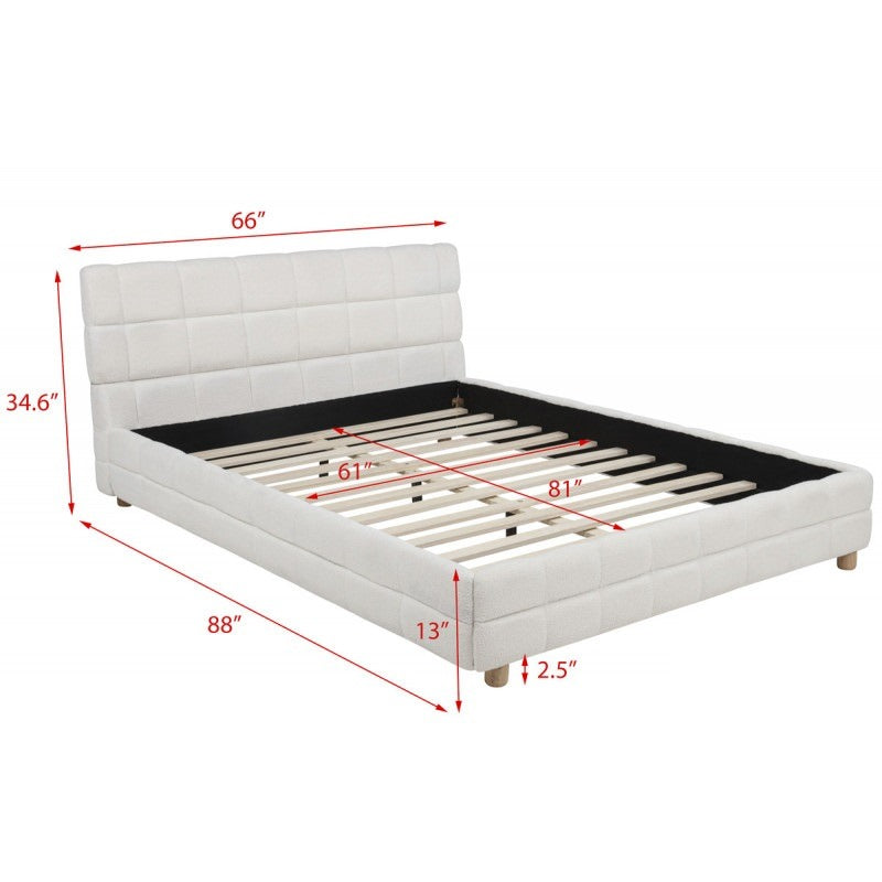 size platform bed frame soft fleece upholstery - Temu