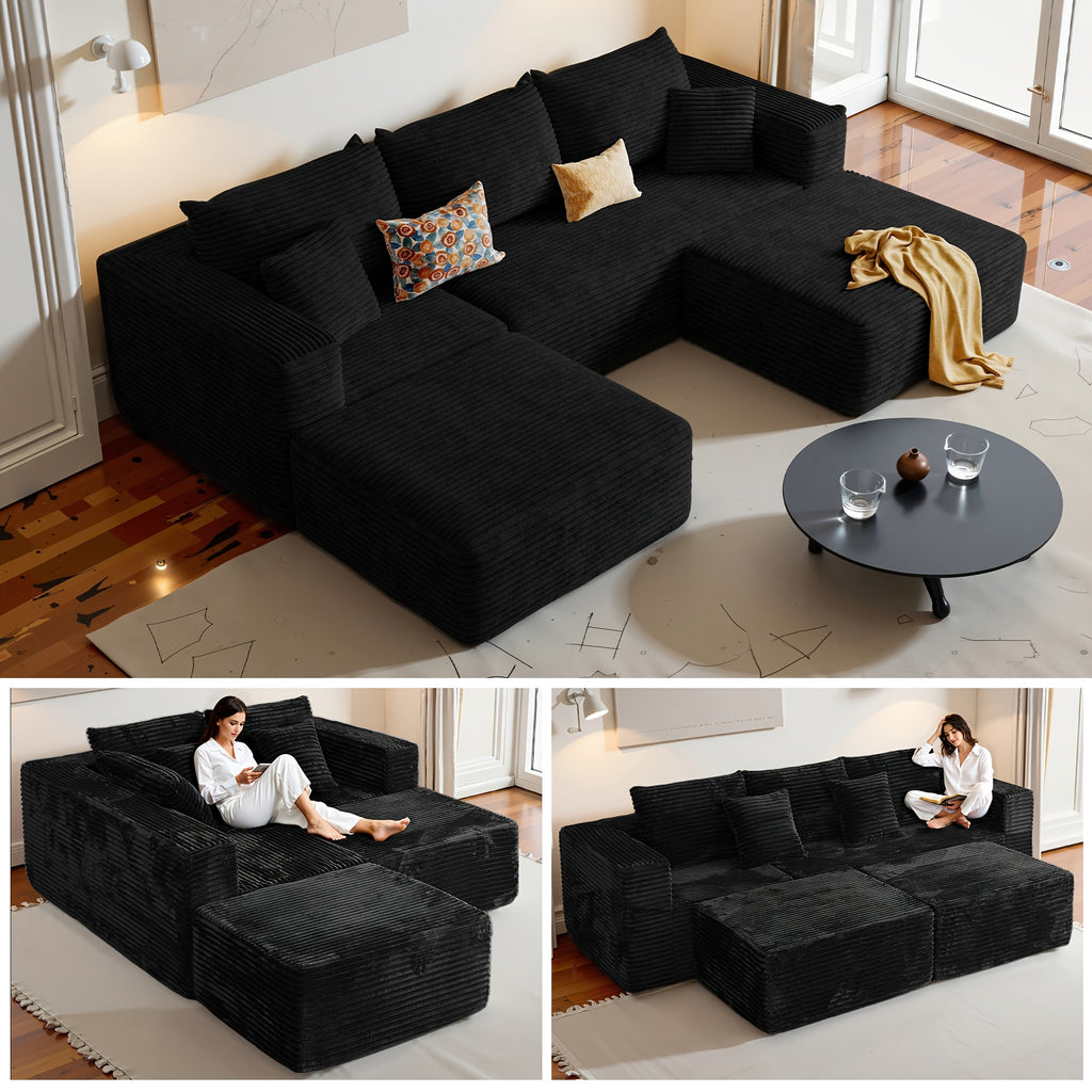 u l shaped corduroy modular sectional sofa bed vacuum - Temu