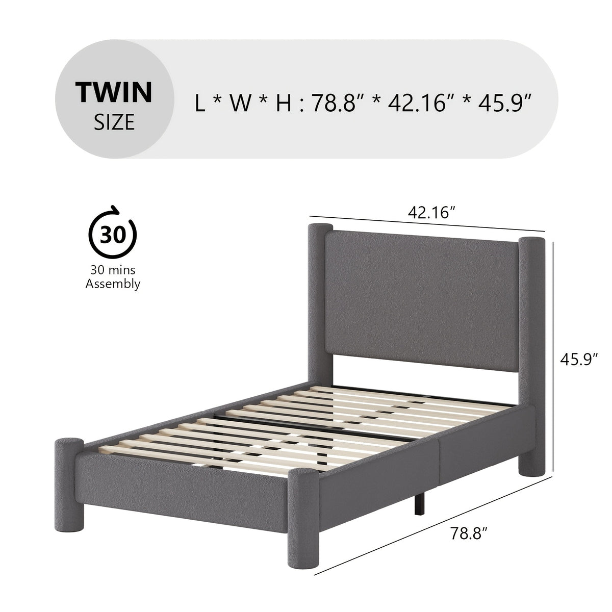 soft boucle upholstered bed frame headboard twin full queen - Temu