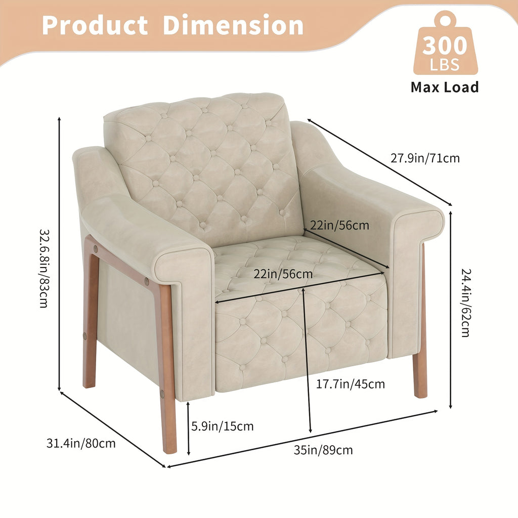 cozy accent chair faux leather modern living room chairs   - Temu