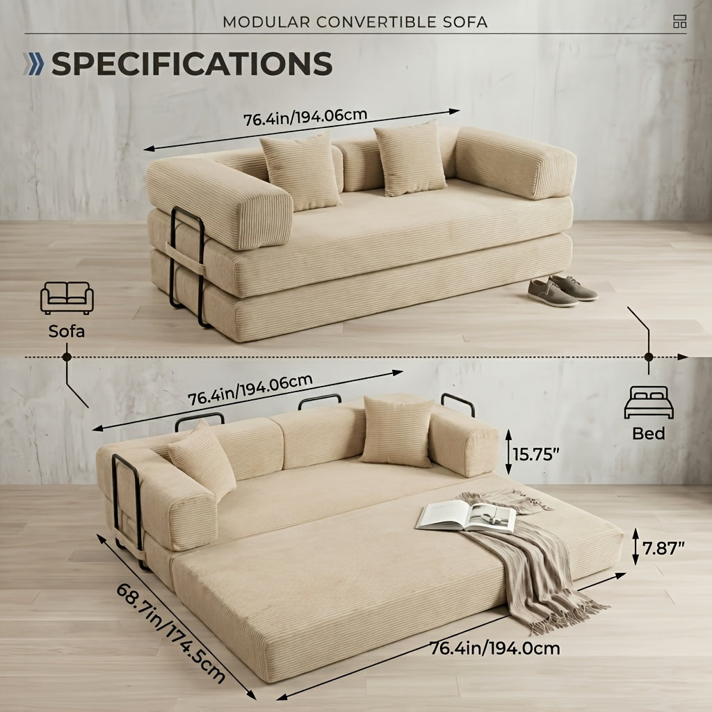 foldable sleeper sofa bed foam frame chenille upholstery - Temu
