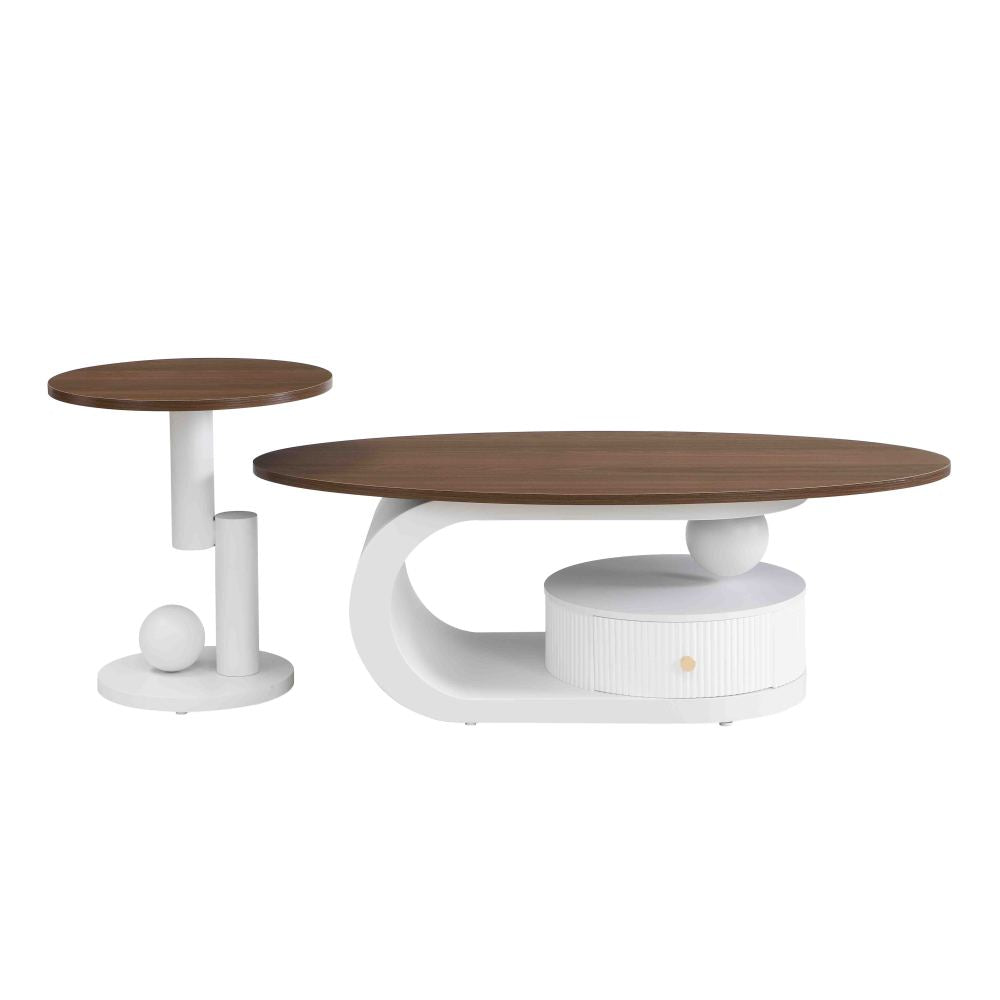 modern nesting coffee table set 2 storage large oval small - Temu