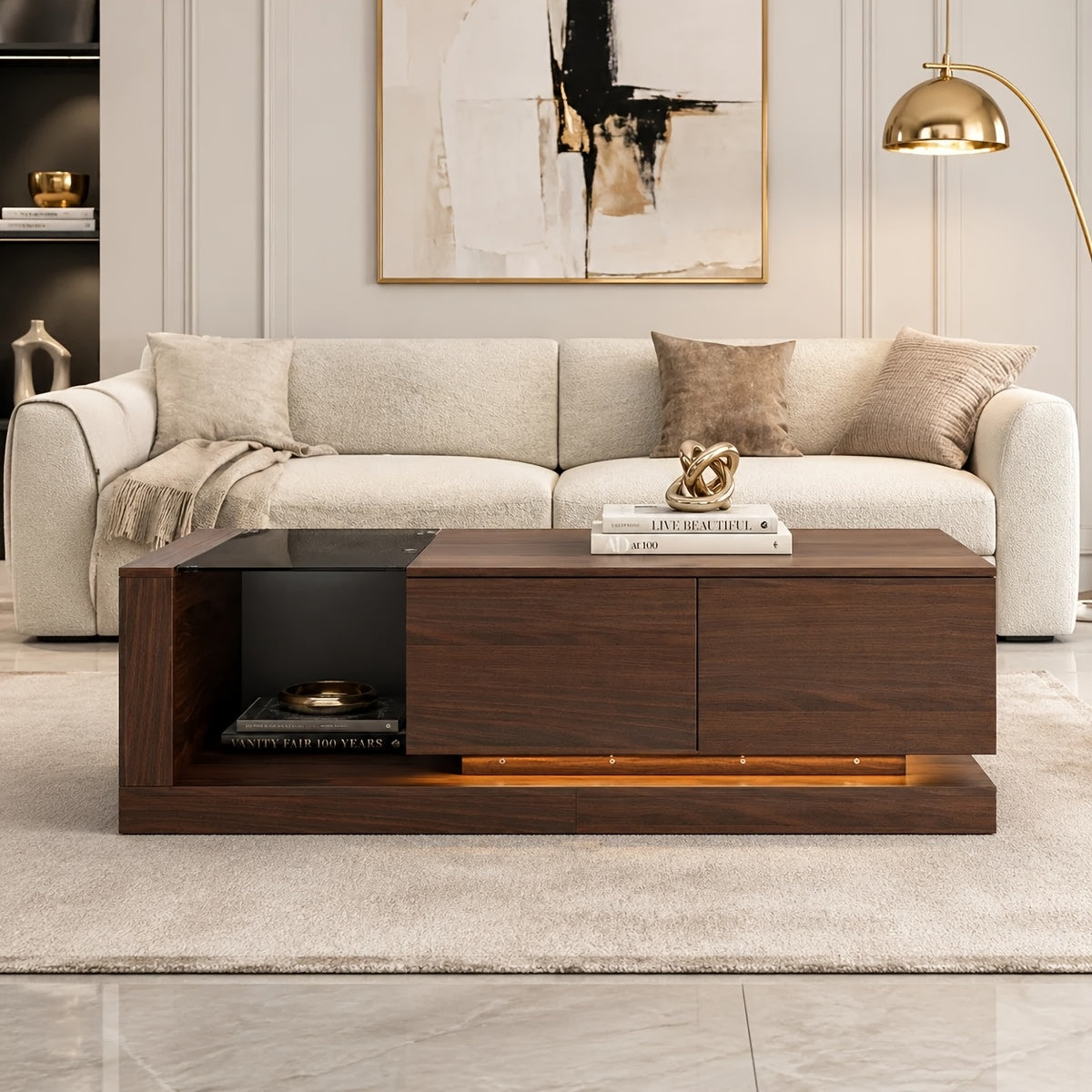 59 1 w modern coffee table adjustable led lights center - Temu