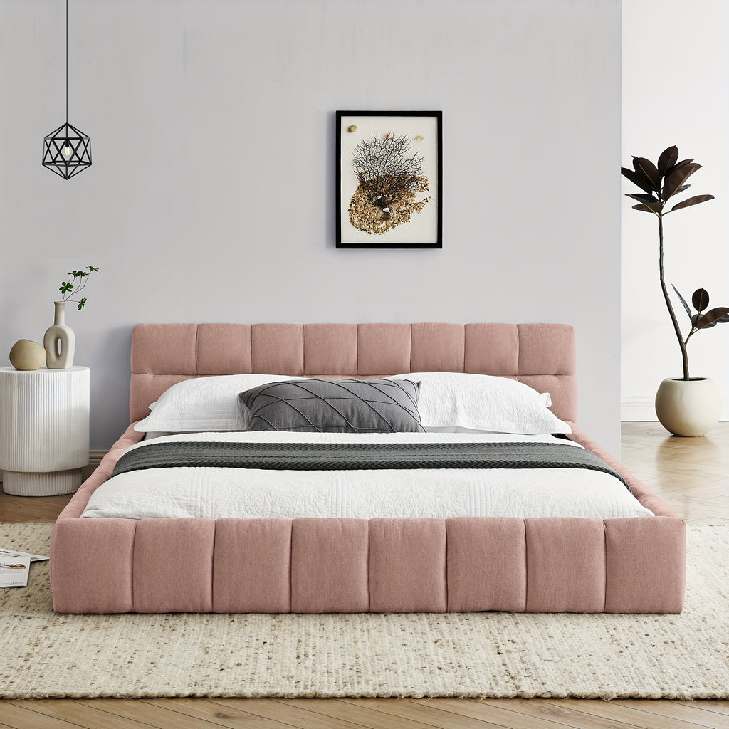 68 queen size modern bed cute puff grid pattern chenille - Temu